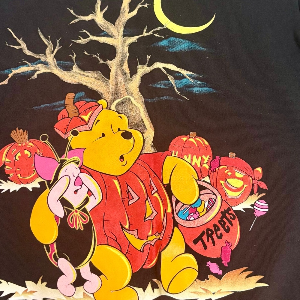 Vintage Disney Store Winnie the Pooh Halloween Sweatshirt | Double-Sided | Pooh